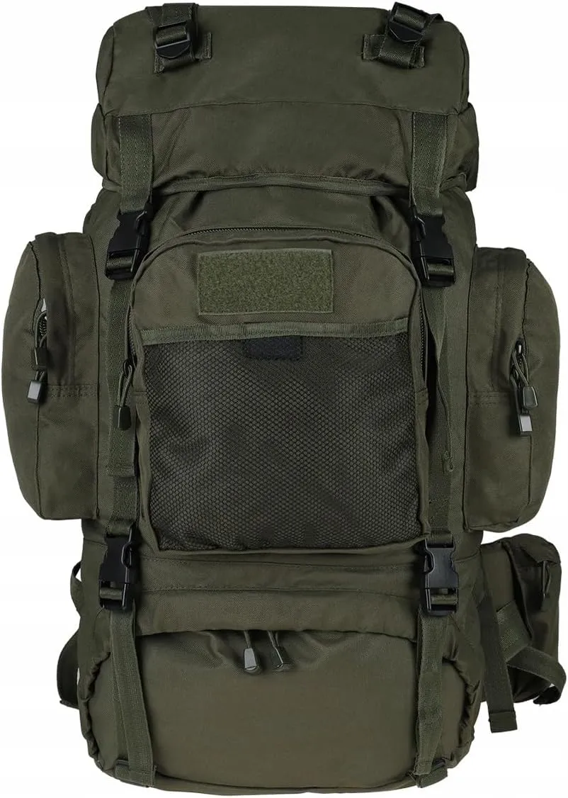 MIL-TEC 55L Tactical Commando Military Army Rucksack Hiking Pack in Black, Olive and Flecktarn Camo (Internal Frame)