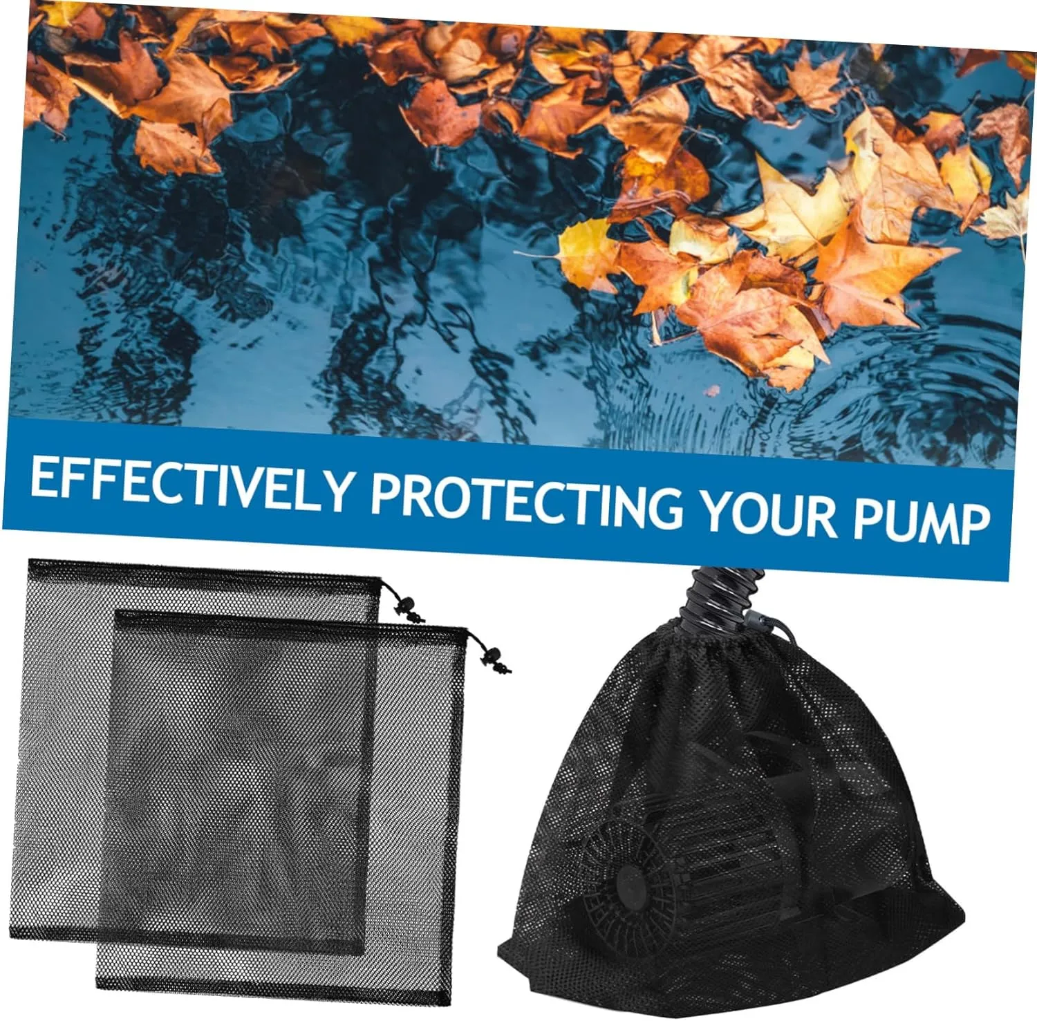 Mipcase 5sets Lightweight Mesh Bags Drawstring Black Net Bag Pond Pump Filter Mesh Laundry Sports Equipment 3pcs*5