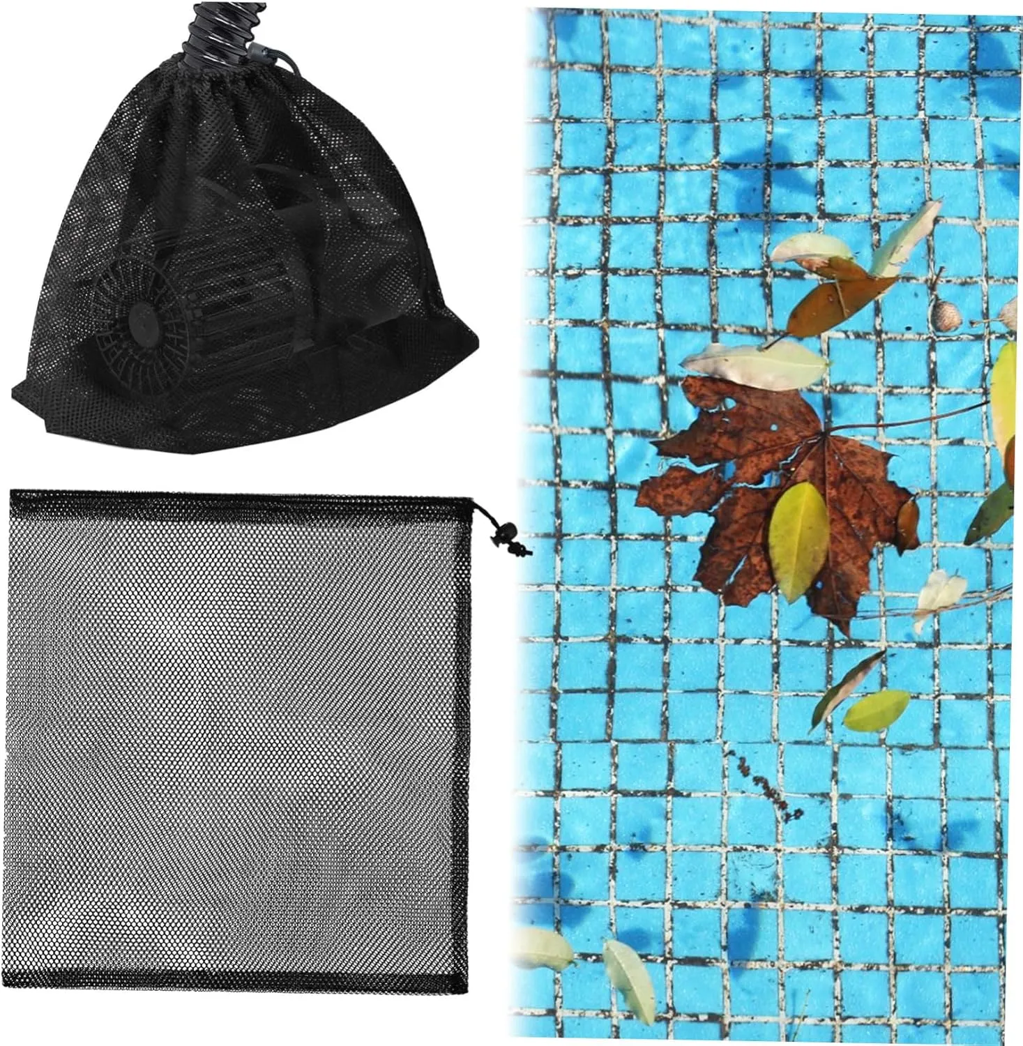 Mipcase 5sets Lightweight Mesh Bags Drawstring Black Net Bag Pond Pump Filter Mesh Laundry Sports Equipment 3pcs*5