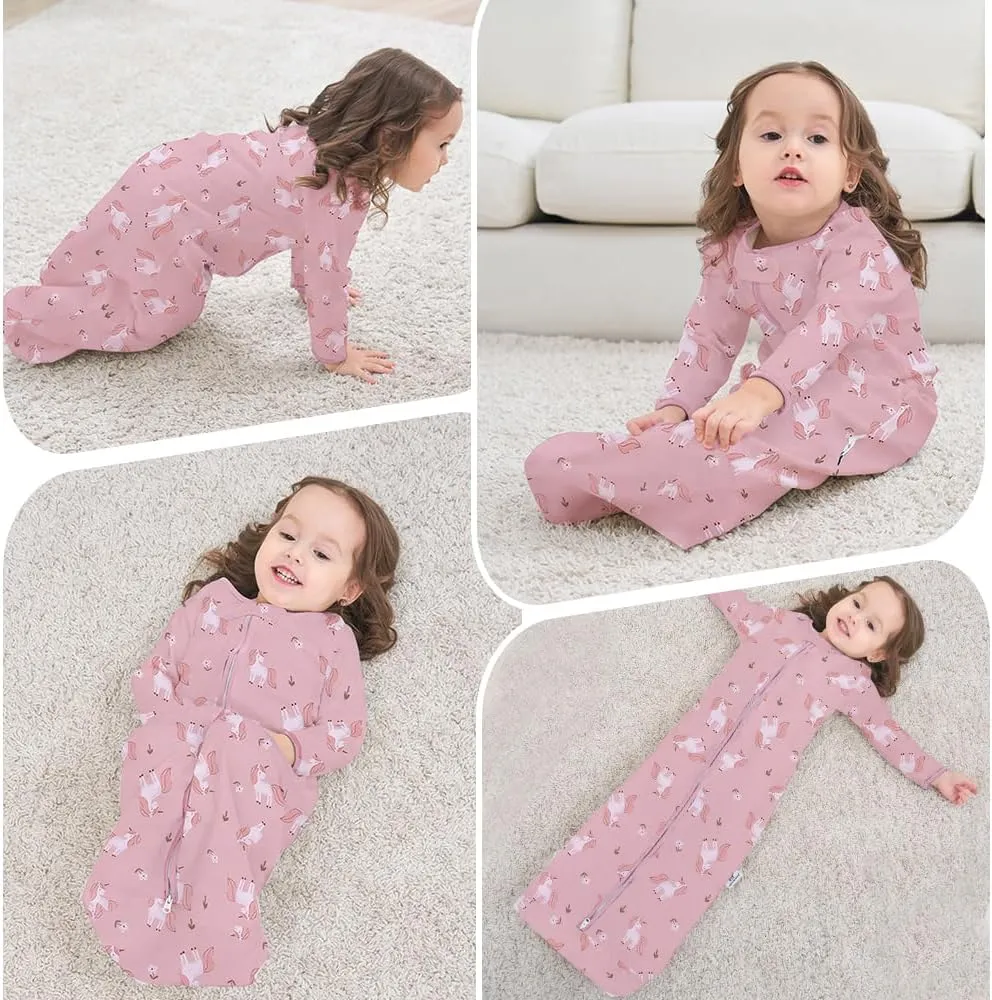 Miracle Baby Long Sleeve Sleep Sack 2 Pack Wearable Blanket Baby 100% Cotton Sleeping Bag for Newborn Infant Toddler