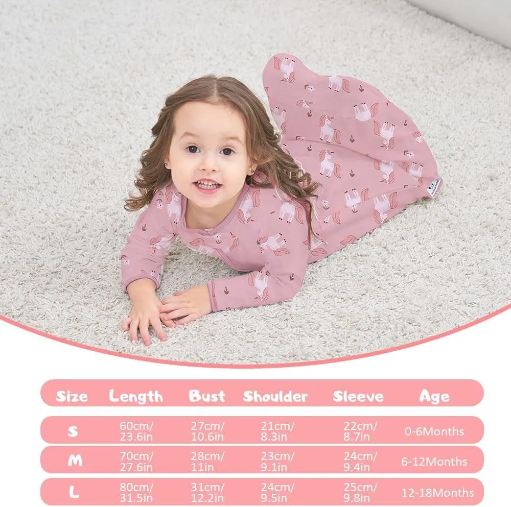 Miracle Baby Long Sleeve Sleep Sack 2 Pack Wearable Blanket Baby 100% Cotton Sleeping Bag for Newborn Infant Toddler