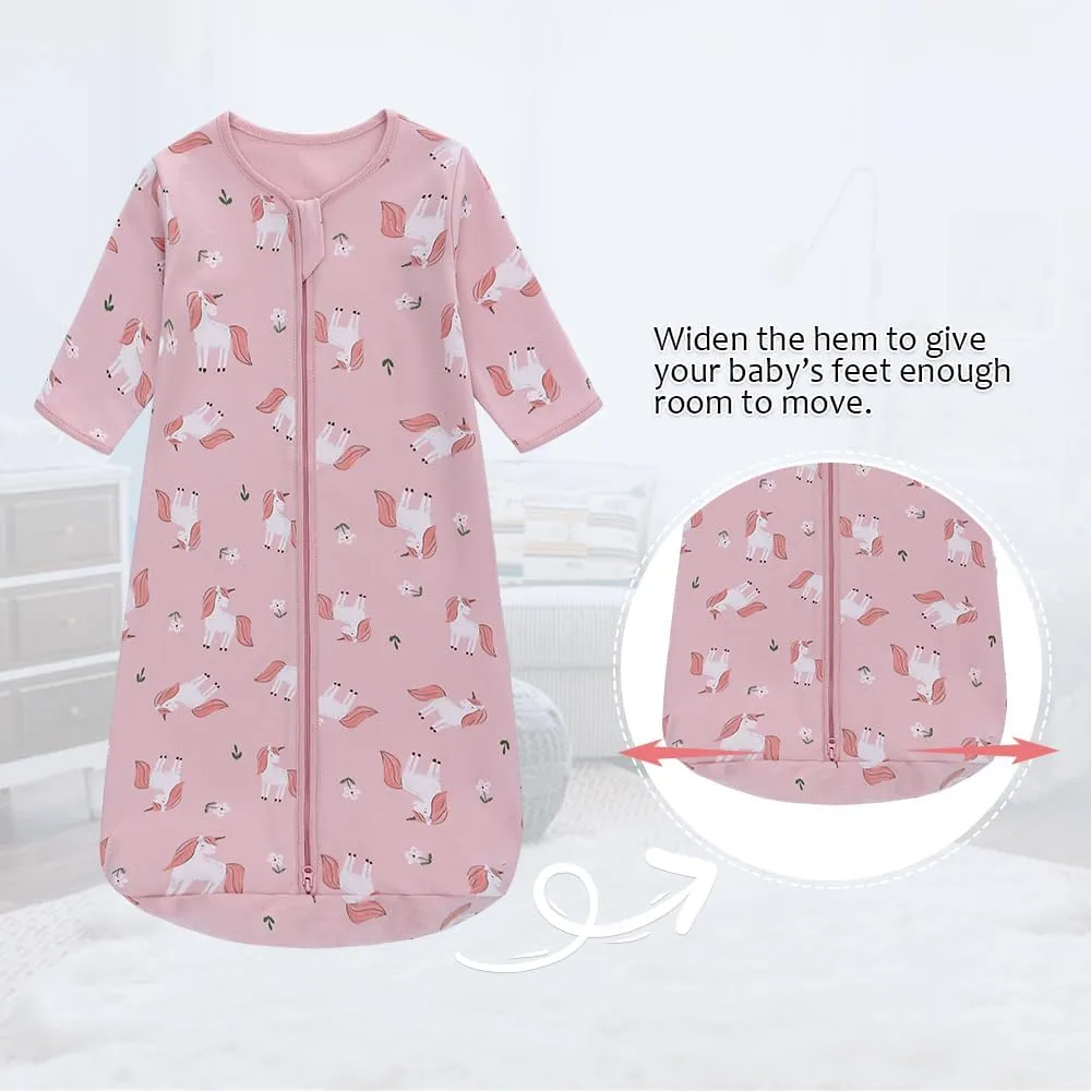 Miracle Baby Long Sleeve Sleep Sack 2 Pack Wearable Blanket Baby 100% Cotton Sleeping Bag for Newborn Infant Toddler