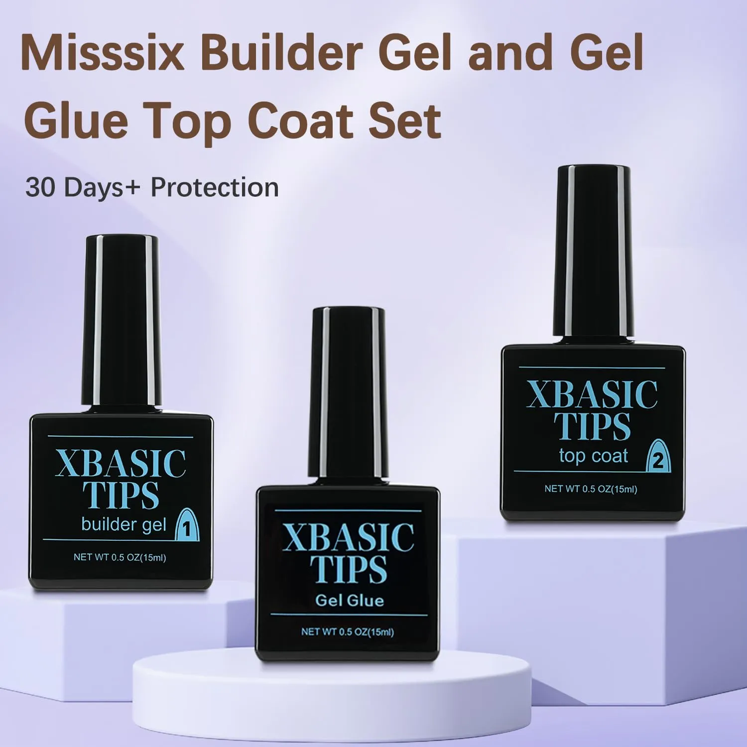 Misssix French Tip Press On Nails, 160Pcs French Gel Nail Tips, Short Square Soft Gel Fake Nails, X-BASIC Tips Starter Kit for Nail Art DIY 16 Sizes