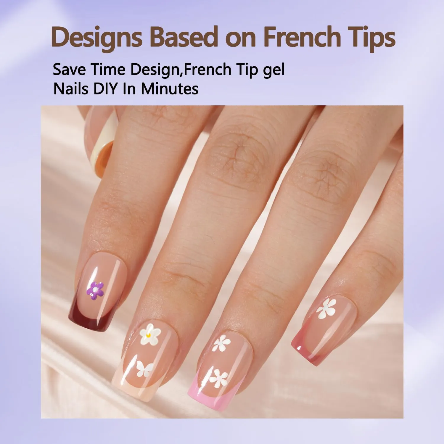 Misssix French Tip Press On Nails, 160Pcs French Gel Nail Tips, Short Square Soft Gel Fake Nails, X-BASIC Tips Starter Kit for Nail Art DIY 16 Sizes