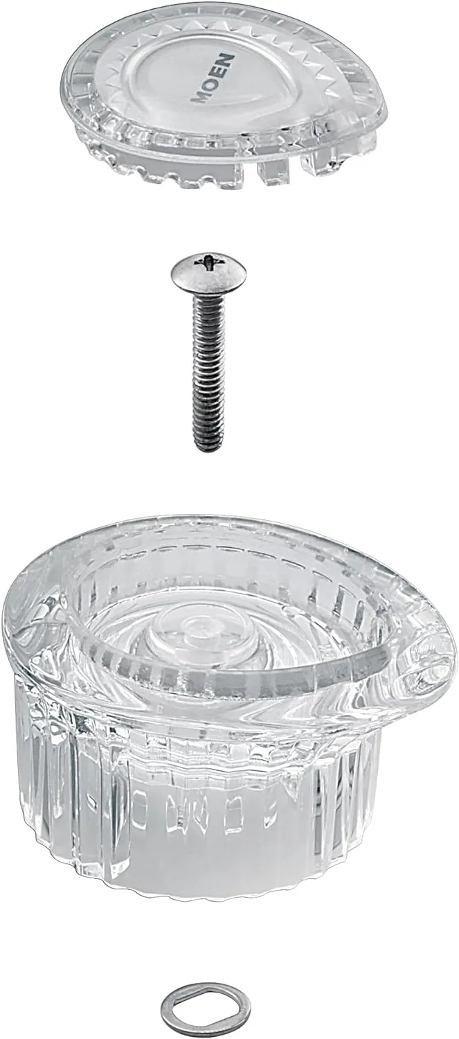 MOEN 100710 Collection Posi-Temp One Tub and Shower Replacement Handle Kit White and Chrome Knob Insert, 1 count, or Unfinished