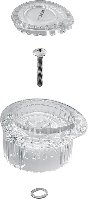 MOEN 100710 Collection Posi-Temp One Tub and Shower Replacement Handle Kit White and Chrome Knob Insert, 1 count, or Unfinished