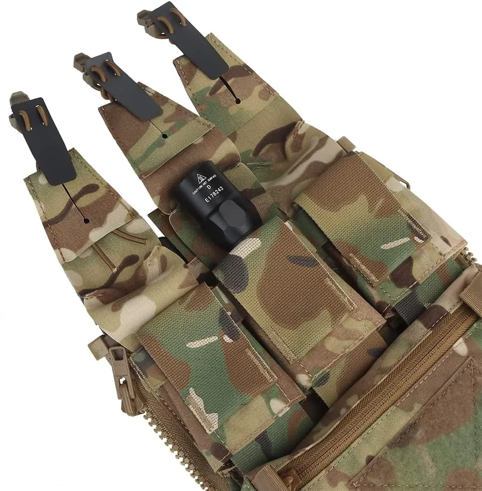 MOLLE Back Panel Banger Zipper on Pouch Triple Mag Holder Tactical Expansion Bag for Hunting Airsoft Vest
