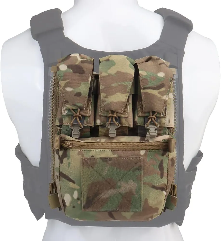 MOLLE Back Panel Banger Zipper on Pouch Triple Mag Holder Tactical Expansion Bag for Hunting Airsoft Vest