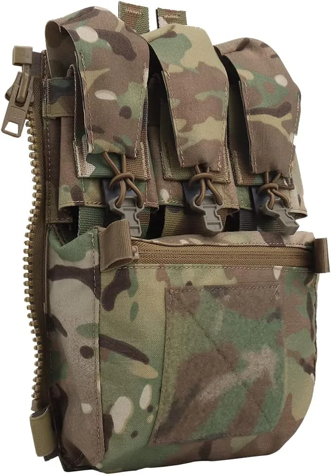 MOLLE Back Panel Banger Zipper on Pouch Triple Mag Holder Tactical Expansion Bag for Hunting Airsoft Vest