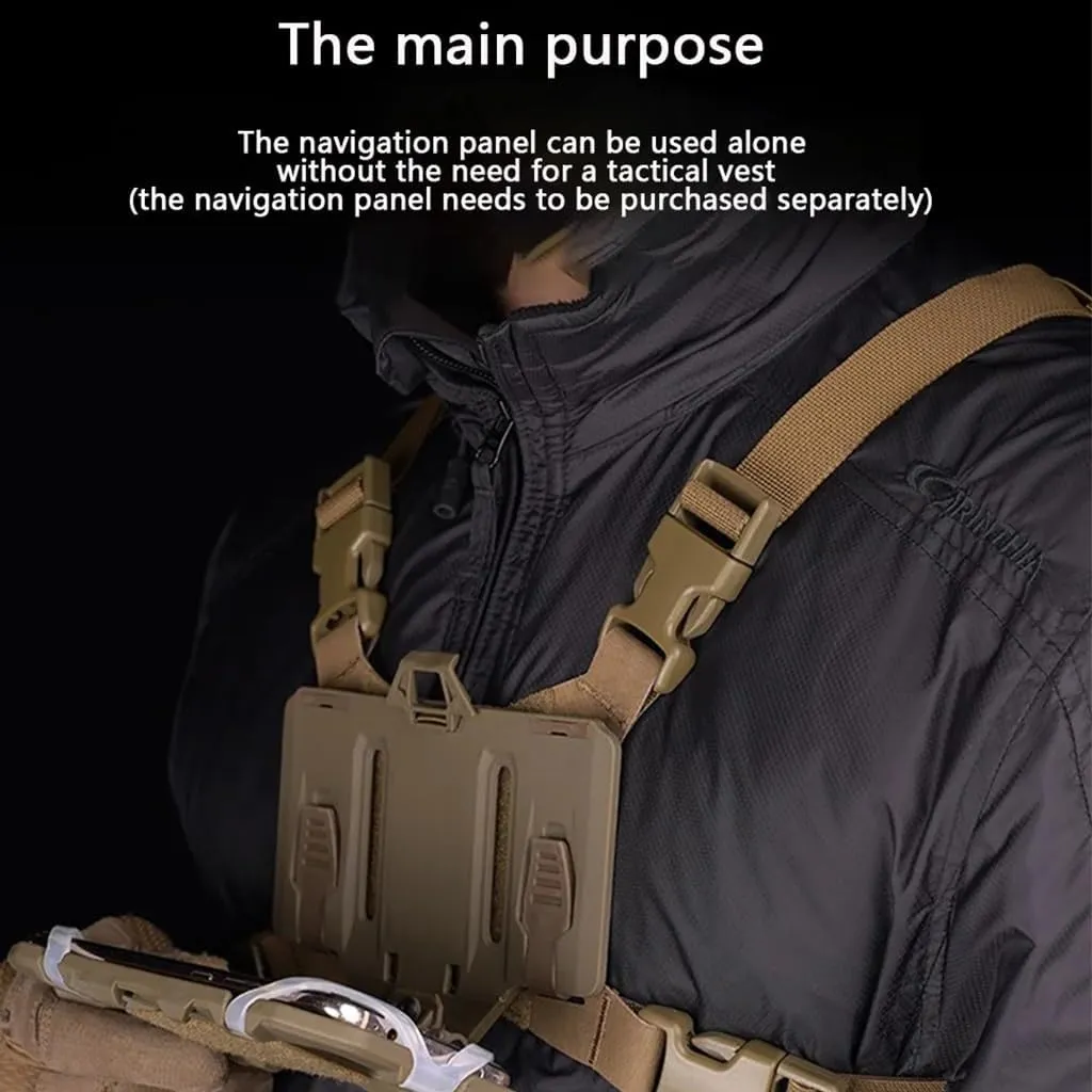 MOLLE Folding Navigation Mobile Phone Navigation Bracket Fixing Strap Chest Fixed Phone Clip Holder Outdoor Running Hiking for Tactical Map Board Airsoft Gear