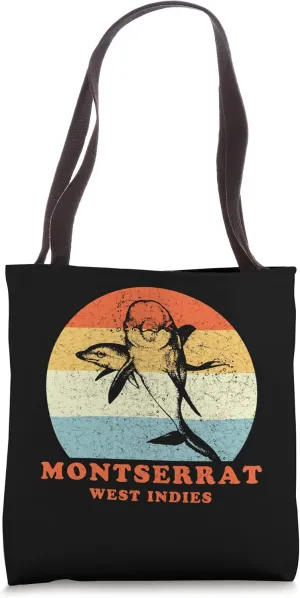 Montserrat, West Indies Vintage Dolphin - Porpoise Vacation Tote Bag
