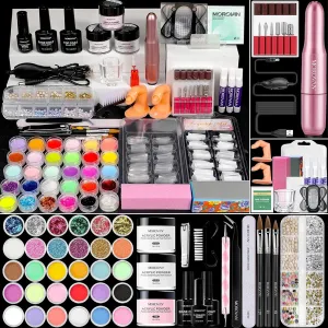 Morovan Acrylic Nail Kit for Beginners: Professional Nail Kit Set with Acrylic Powder Glitter Full Nail Starter Kit for Nail Extensions