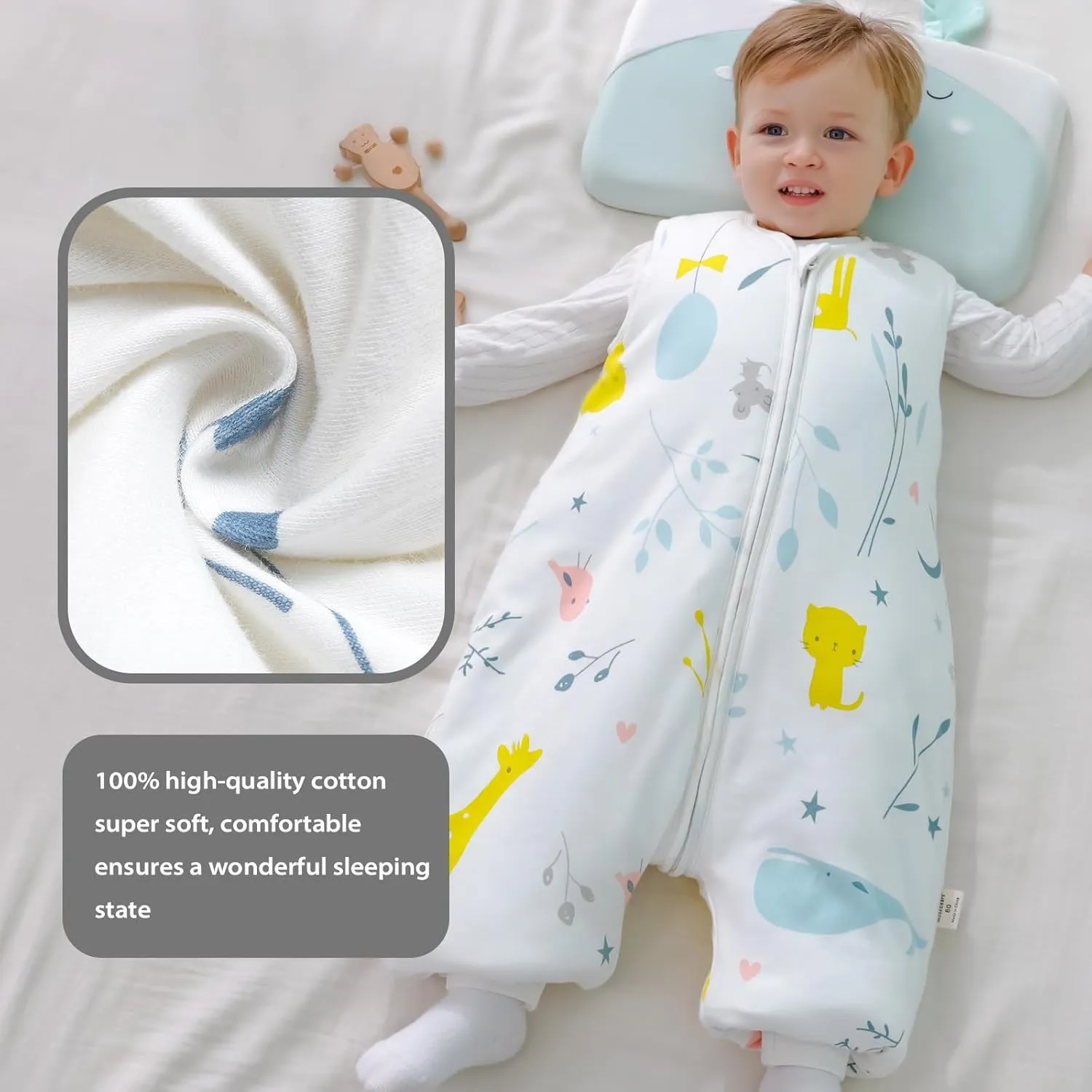 Mosebears Baby Sleep Sack with Feet，Baby Winter Sleep Sack for Toddler Thicken 2.5 TOG (6-18 Months, Baby height 28-34 inches)