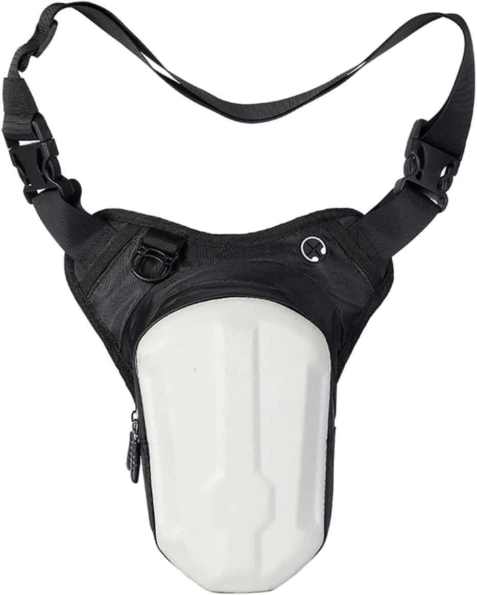 Motorcycle Drop Leg Bag Fanny Pack Lightweight Sturdy Portable Waist Pack Multifunction for Running Travel Riding Men Women, White