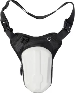 Motorcycle Drop Leg Bag Fanny Pack Lightweight Sturdy Portable Waist Pack Multifunction for Running Travel Riding Men Women, White