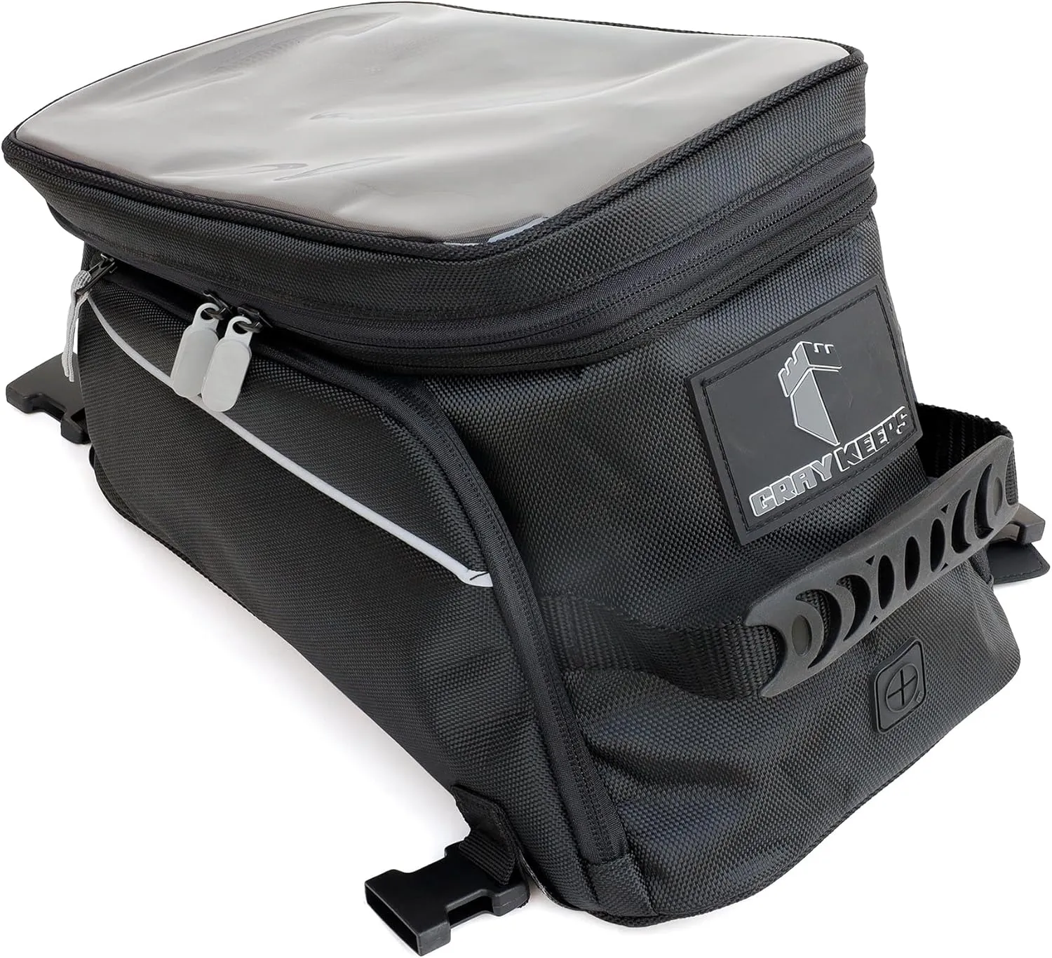 Motorcycle Tank Bag - Durable Water-Resistant Black Tank Bag with Ample Storage - Charging Cable Access, Non-Scratching Design, Universal Fit - Easy Removal for Adventure and Daily Rides