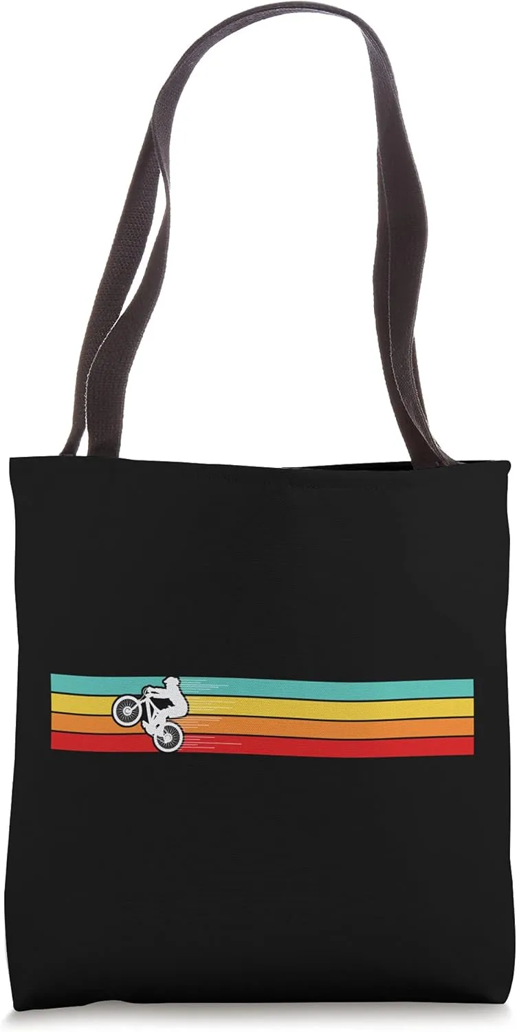 Mountain Biking Retro Strippes Fall Line Downhill For Riders Tote Bag