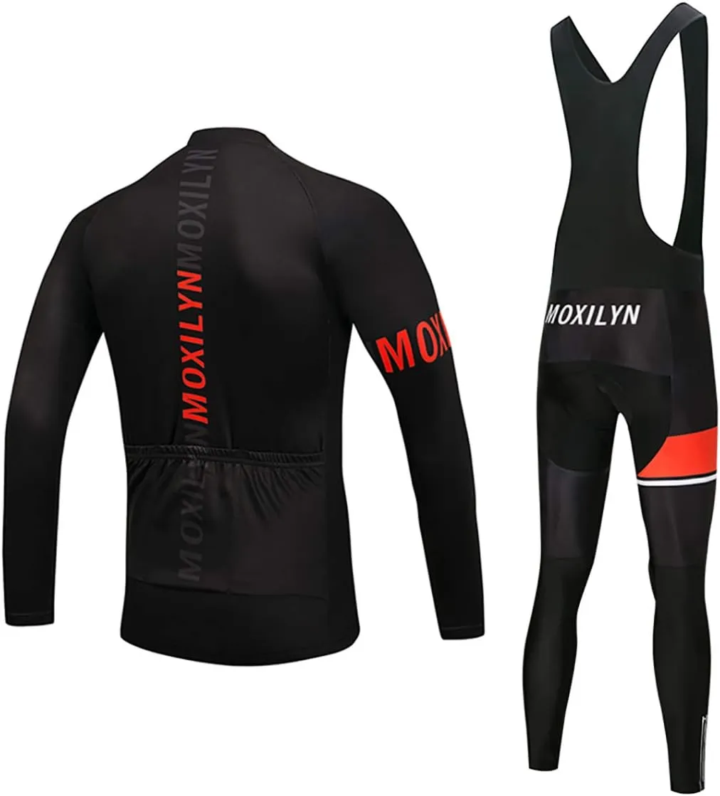 MOXILYN Men's Quick-Dry Cycling Jersey Set Road Bike Bicycle Shirt   Bib Pants with 9D Gel Padded MTB Riding Clothing kit