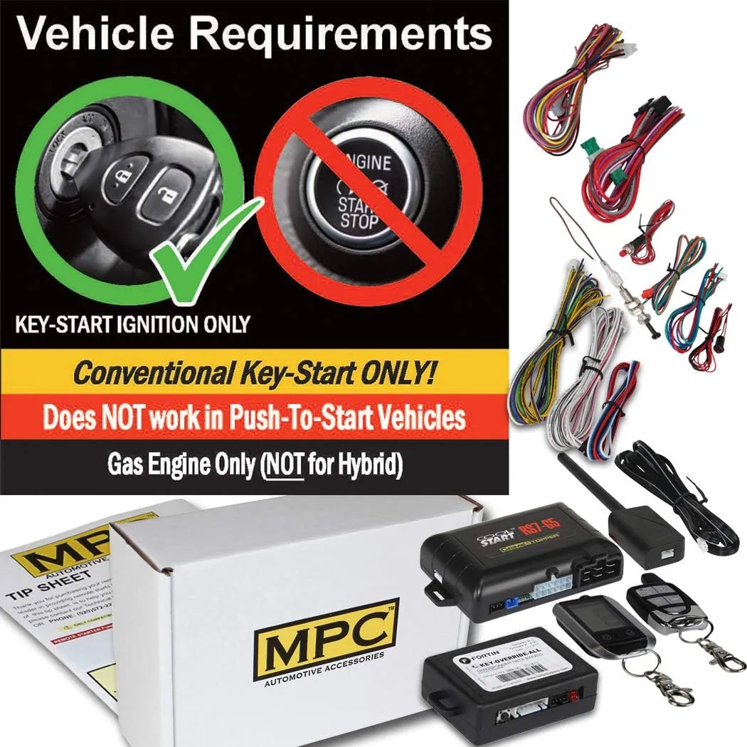 MPC Complete 2 Way LCD Remote Start with Keyless Entry Kit Compatible with Mazda B4000 2004-2007