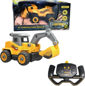 MUKIKIM Construct A Truck 2.0 – Excavator. Remote Control Take Apart Truck Toys for Kids. Educational STEM RC Car Building Set. Electric Digger Assemble Kit & Tool Included