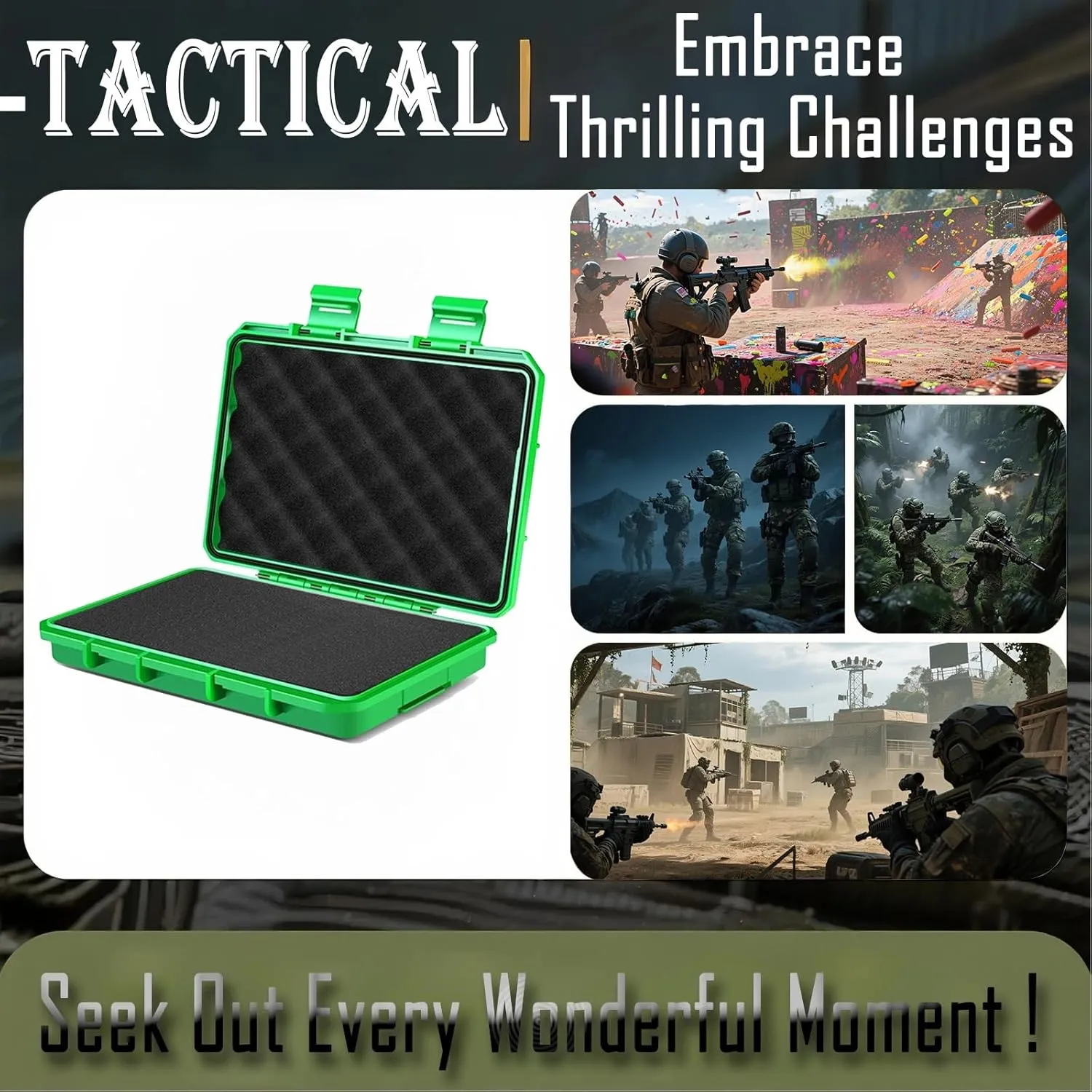 Multifunctional Outdoor Tool Box, Tactical Telescope Walkie-Talkie Waterproof Dustproof Storage Box, Hard Carry Case Bag Tool Kits(Black,Medium)