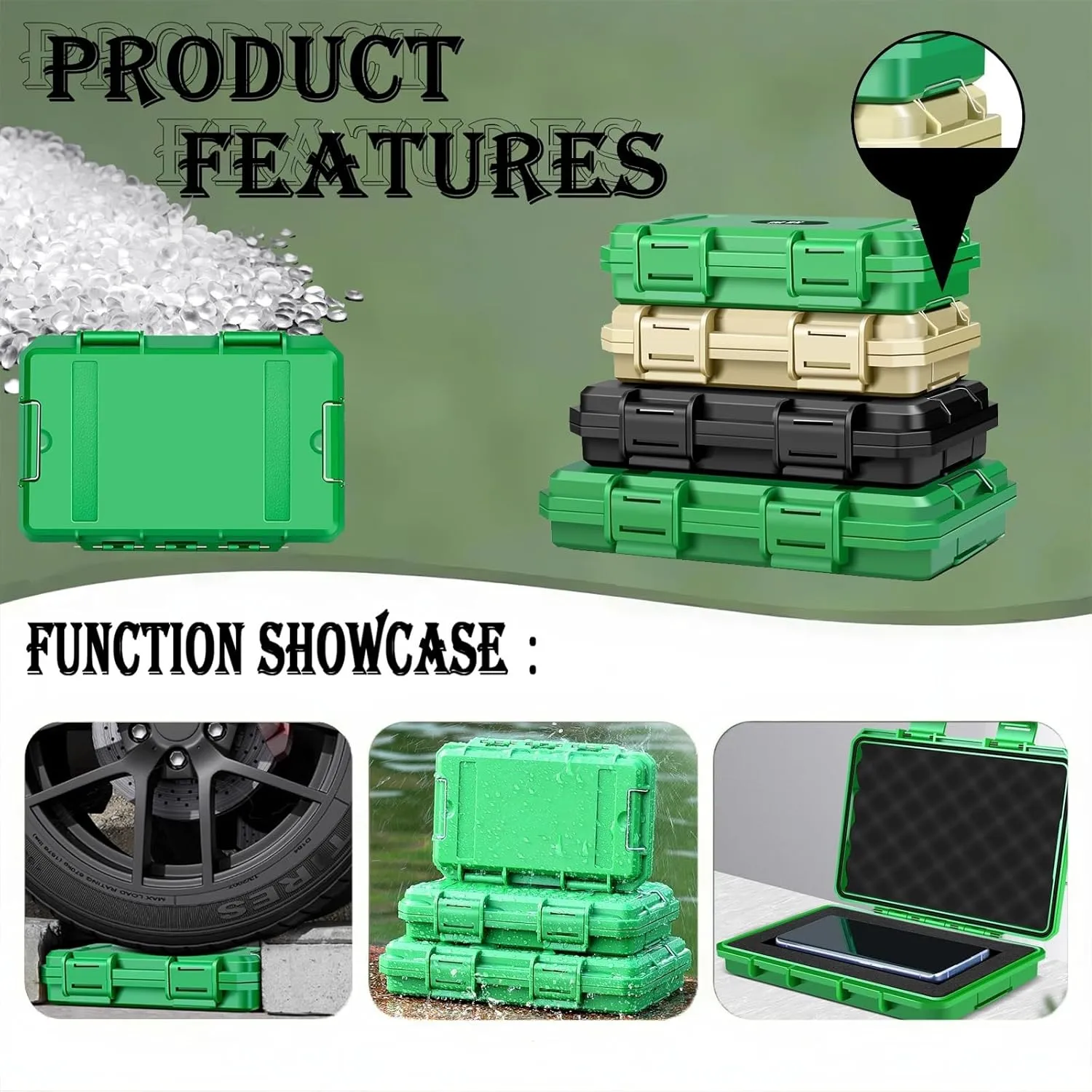 Multifunctional Outdoor Tool Box, Tactical Telescope Walkie-Talkie Waterproof Dustproof Storage Box, Hard Carry Case Bag Tool Kits(Black,Medium)
