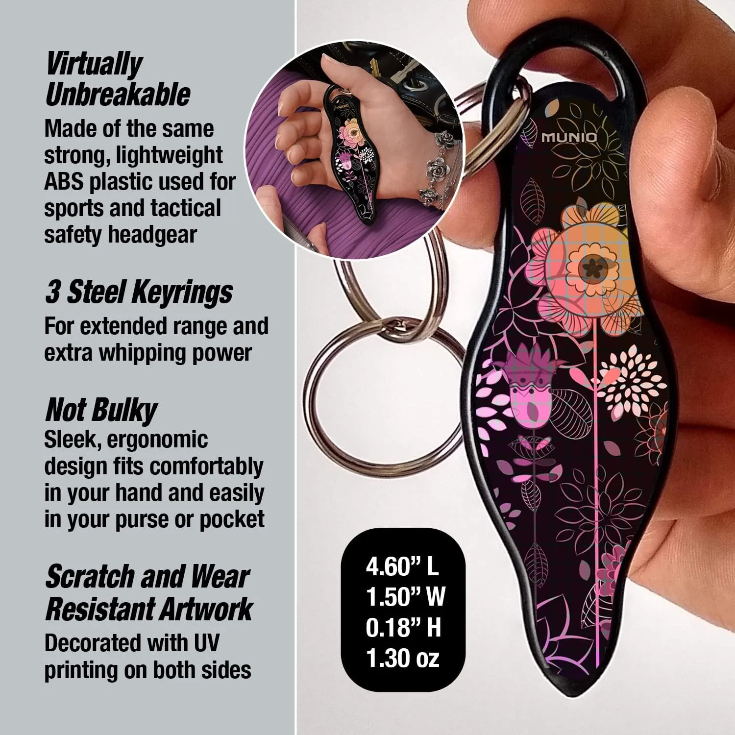 MUNIO Original Self Defense Keychain Kit - Self Protection Personal Safety Essentials, Portable Defense Kubotan
