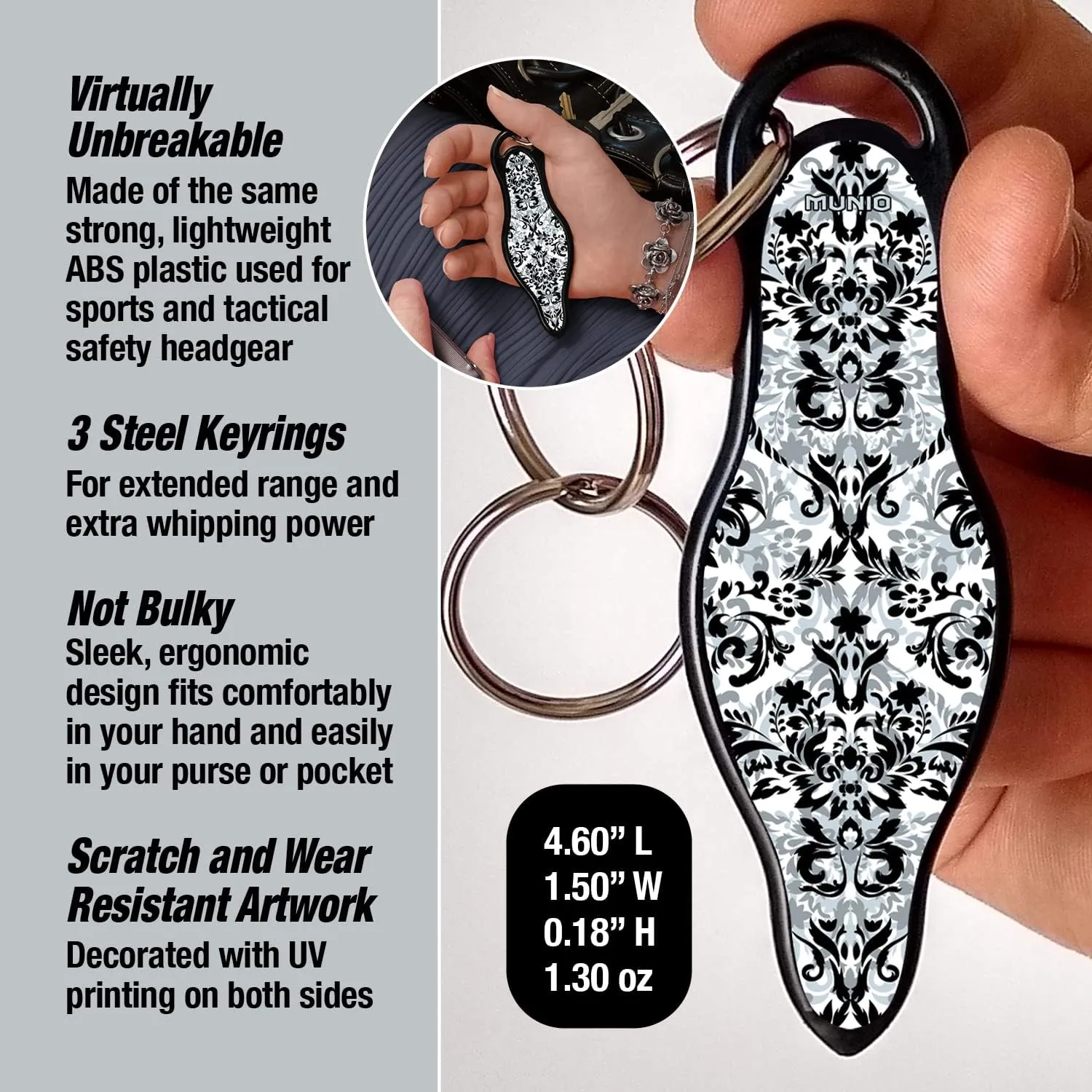 MUNIO Original Self Defense Keychain Kit - Self Protection Personal Safety Essentials, Portable Defense Kubotan