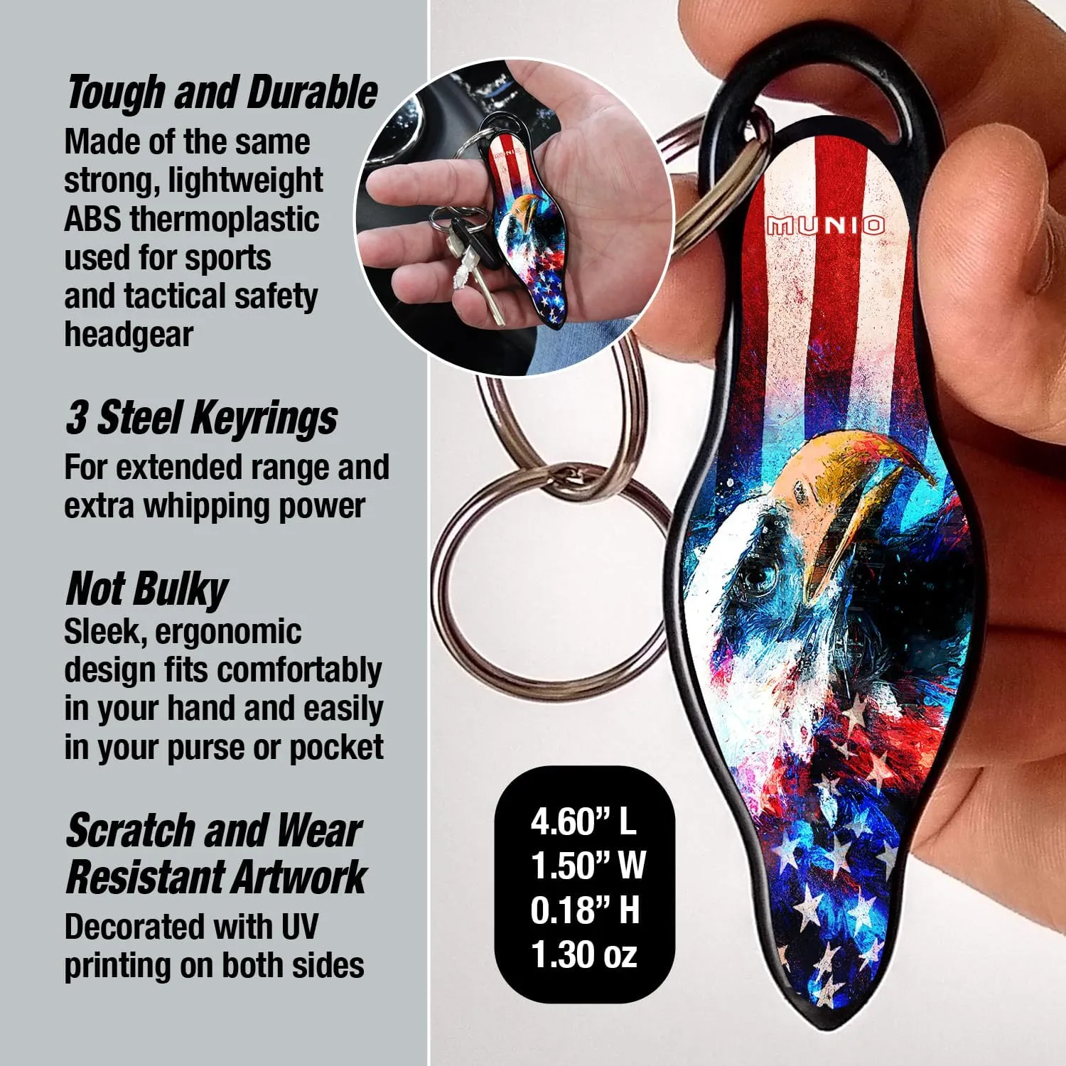 MUNIO Original Self Defense Keychain Kit - Self Protection Personal Safety Essentials, Portable Defense Kubotan