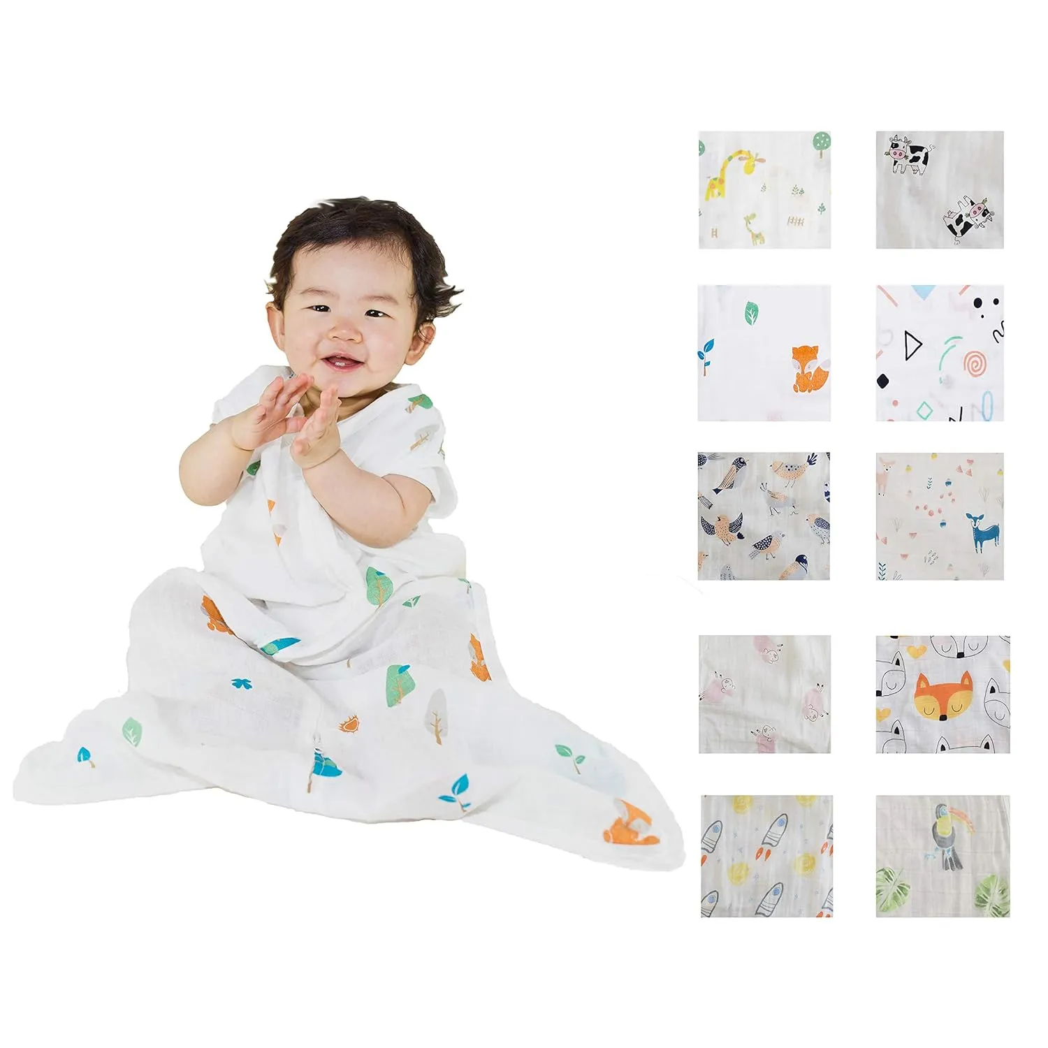 Muslin Cotton Toddler Sleeping Sack Bag, 0.5 Tog baby Lightweight Wearable Blanket for boy and girl (XL, Forest)
