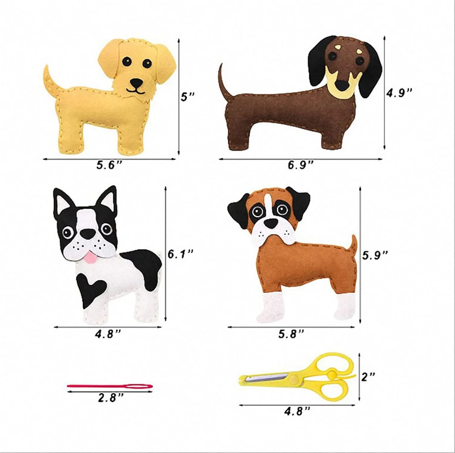 MYHJL Kid Sewing Craft Kit Felt Animals Children Birthday Gifts Educational Toys Stuffed Animals Set DIY Kits for Girls and Boys (E-Dog Series)