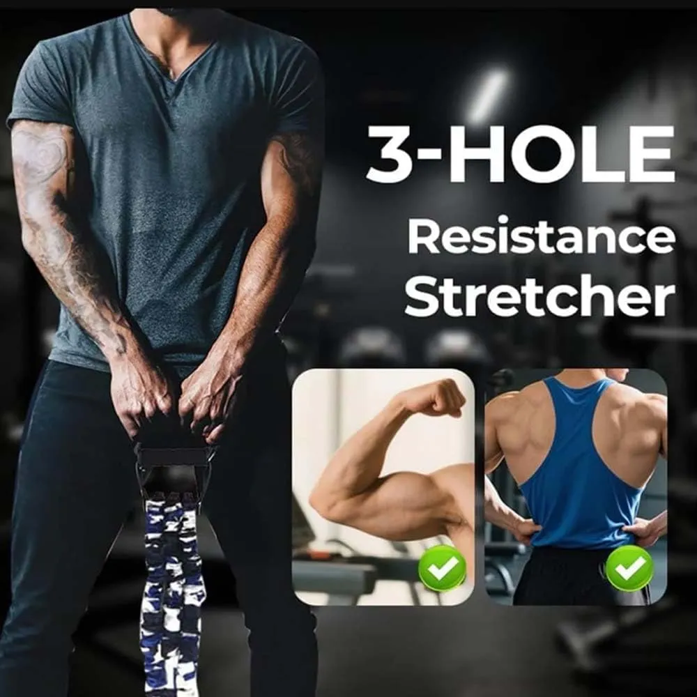 Natural Latex 3-Hole Resistance Stretcher, 2025 New Chest Expander Stretch Bands for Men, High Elasticity & Tear Resistant Exercise Bands with Handles, Full-Body Basic Training