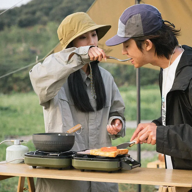 Naturehike Camping Gas Stove Ultralight Portable 2300W Two-Burner Head Foldable Outdoor Picnic BBQ Non-Stick Pan Stove Cookware
