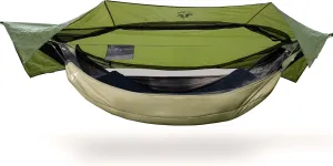 Night Cat Camping Hammock Tent with Hammock Underquilts Sleeping Bag Lightweight Portable 4 in 1 Hammock with Rain Tarp and Mosquito Net for Hiking Jungle Outdoor Green