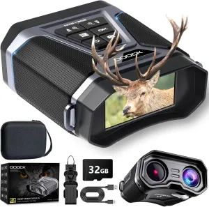 Night Vision Goggles, Full-Color 4K Night Vision Binoculars with 5200mAh Rechargeable, 8X Digital Zoom, 4K UHD Video & 52MP Image, Infrared NVG Goggles for Camping Hunting & Security (Black)