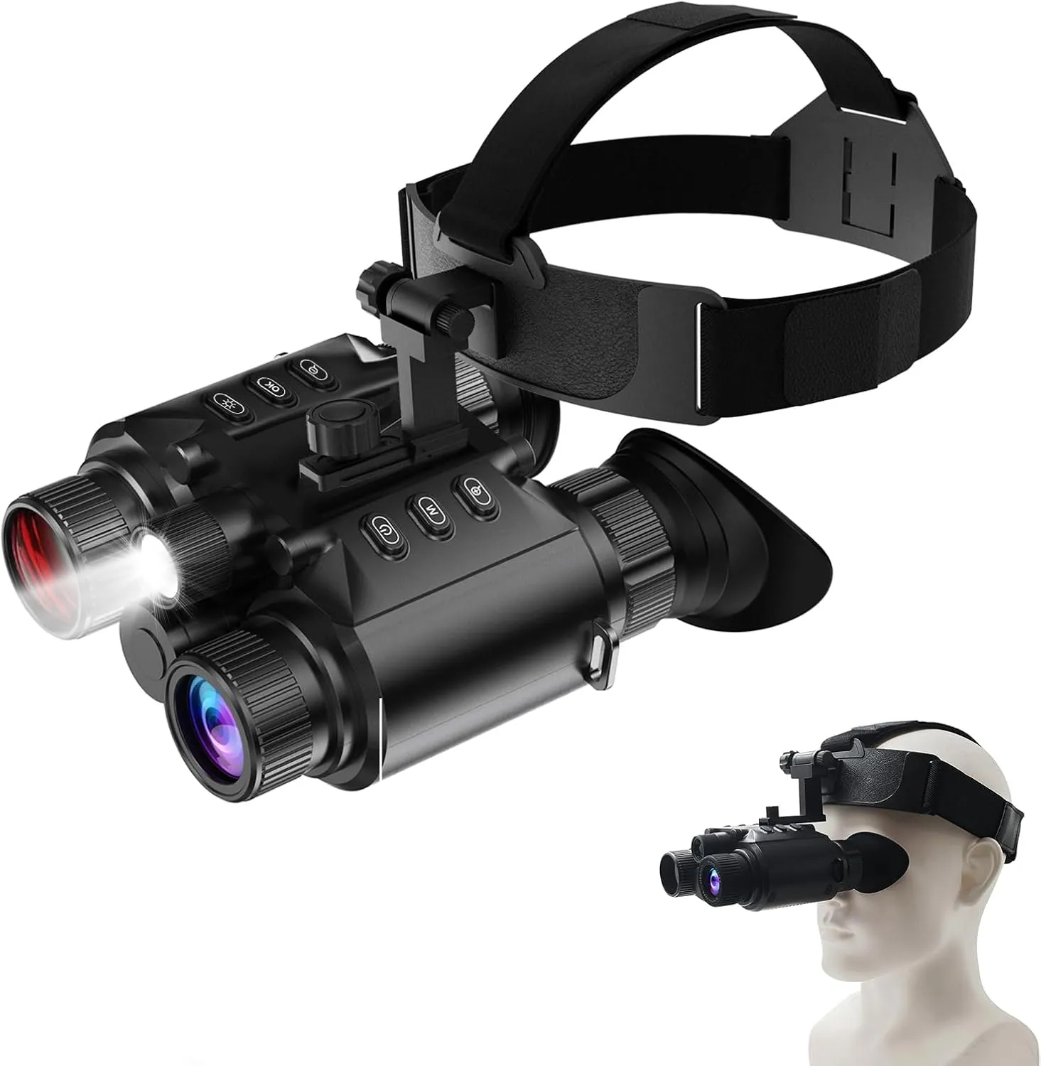Night Vision Goggles, Night Vision Binoculars for Adults, 4K 2500FT Head-Mounted Infrared NVG with 64GB Card, Tactical Light, 8X Digital Zoom for Outdoor, Camping and Travel Clear Vision at Night