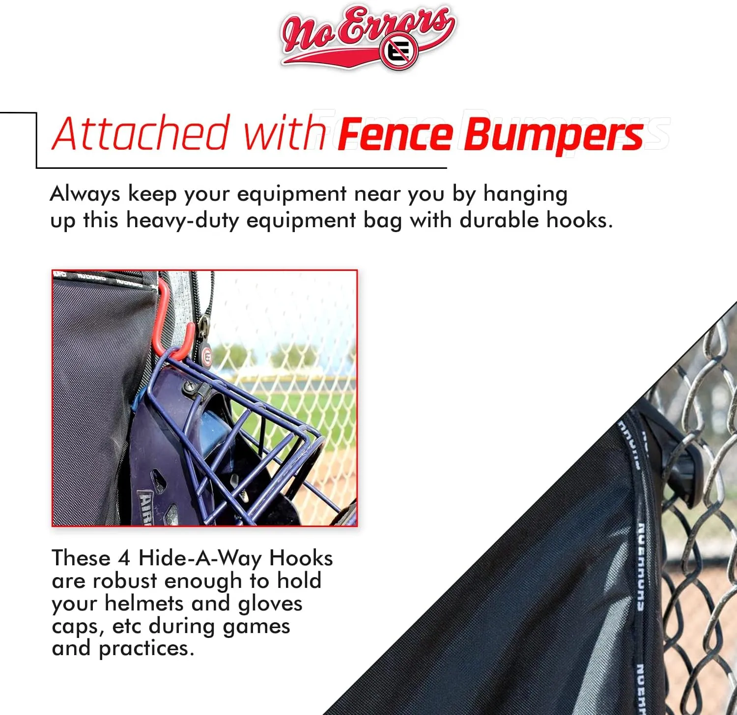 No Errors NO E2 Wheeled Catchers Gear Bag - Large Baseball and Softball Bag for Catcher’s Equipment with Fatboy Wheels