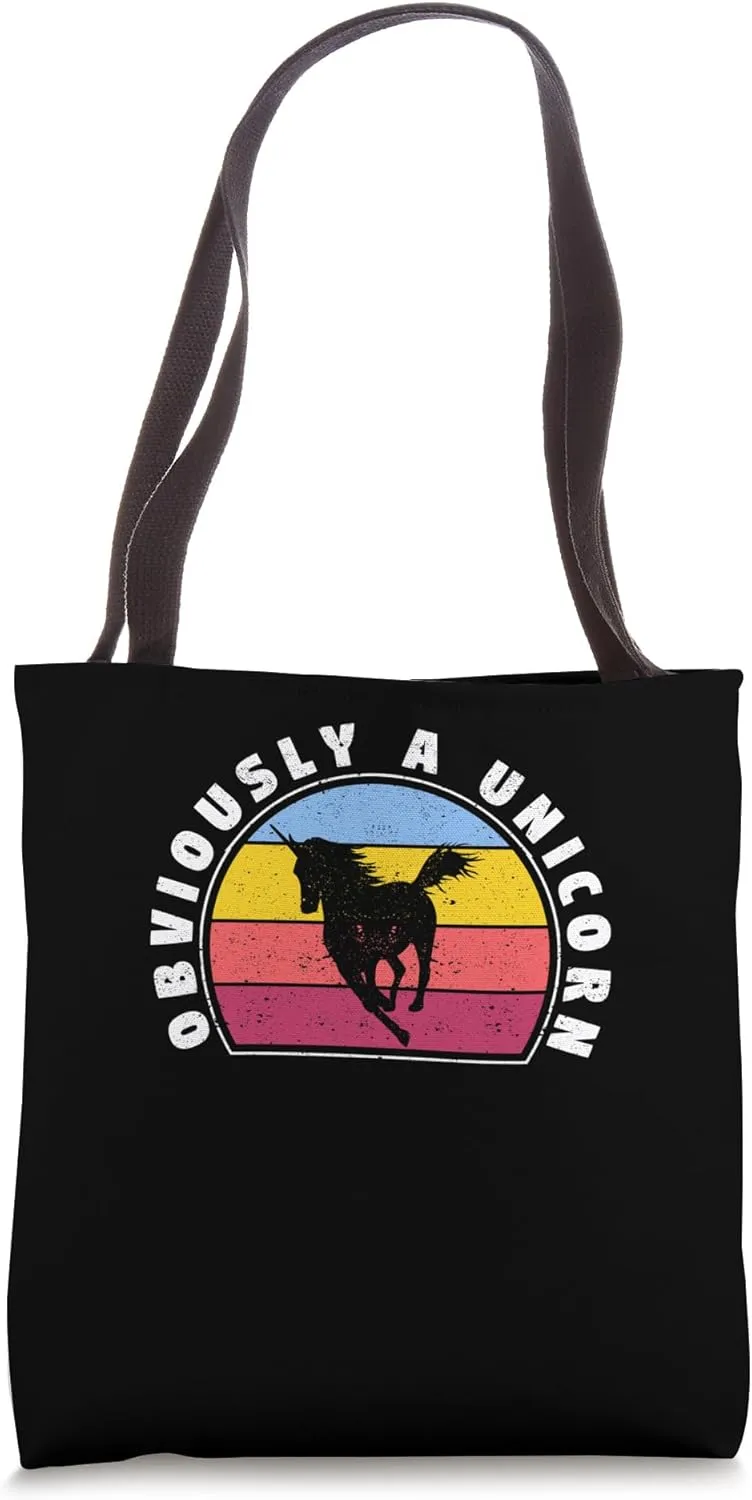 Obviously A Unicorn Funny Horse Silhouette Pony Riding Tote Bag
