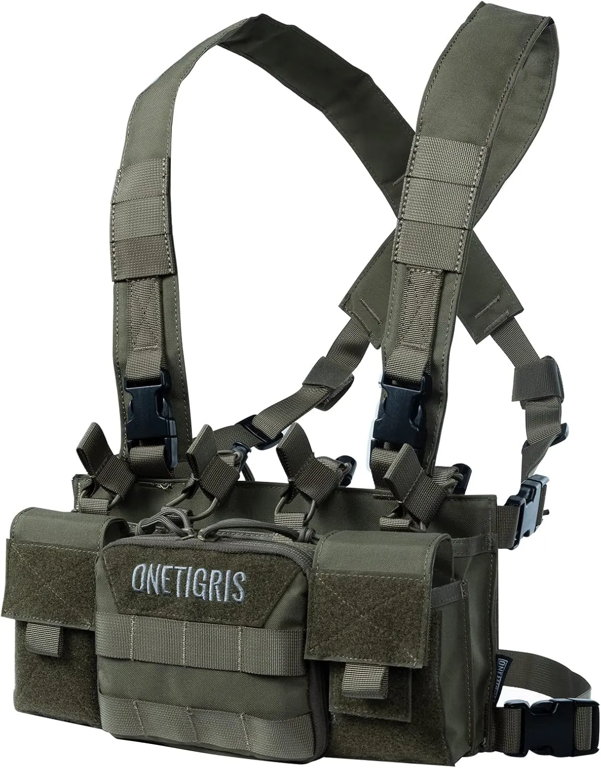 OneTigris Chest Rig, MOLLE Airsoft Chest Rigs Tactical Chest Rig Dangler Pouch Admin Pouch for Hunting Shooting Hiking
