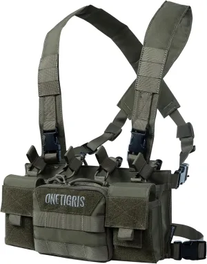 OneTigris Chest Rig, MOLLE Airsoft Chest Rigs Tactical Chest Rig Dangler Pouch Admin Pouch for Hunting Shooting Hiking