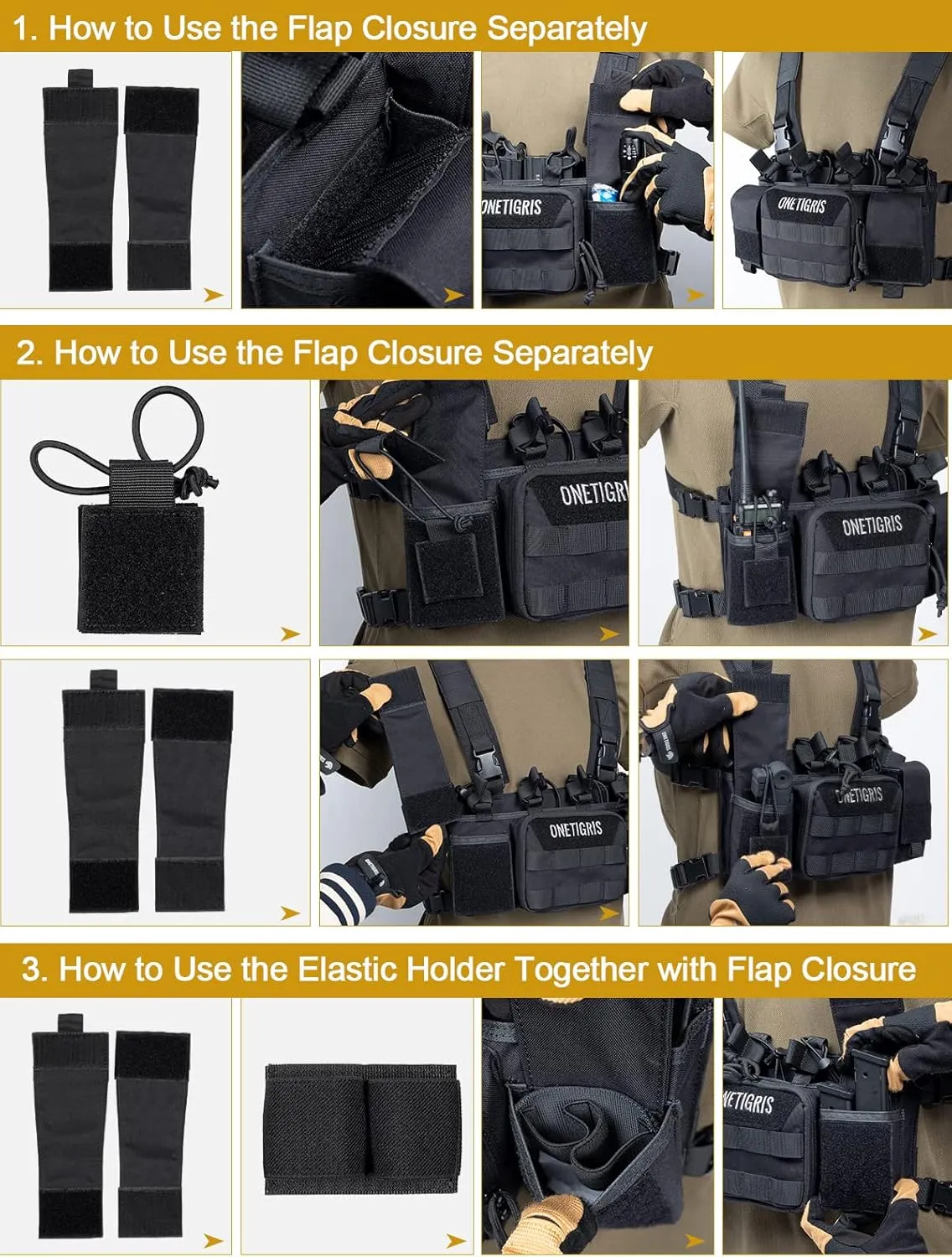OneTigris Chest Rig, MOLLE Airsoft Chest Rigs Tactical Chest Rig Dangler Pouch Admin Pouch for Hunting Shooting Hiking