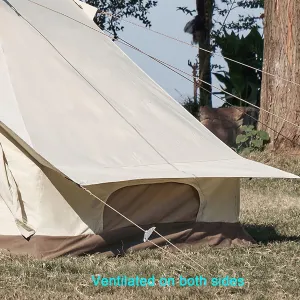 Outdoor Cotton Canvas Tent, Luxury Yurt Tents, Waterproof Large Tents with Sturdy Center & Door Pole and Space for 5~6 Person All 4 Season Camping Yurt Style Tent