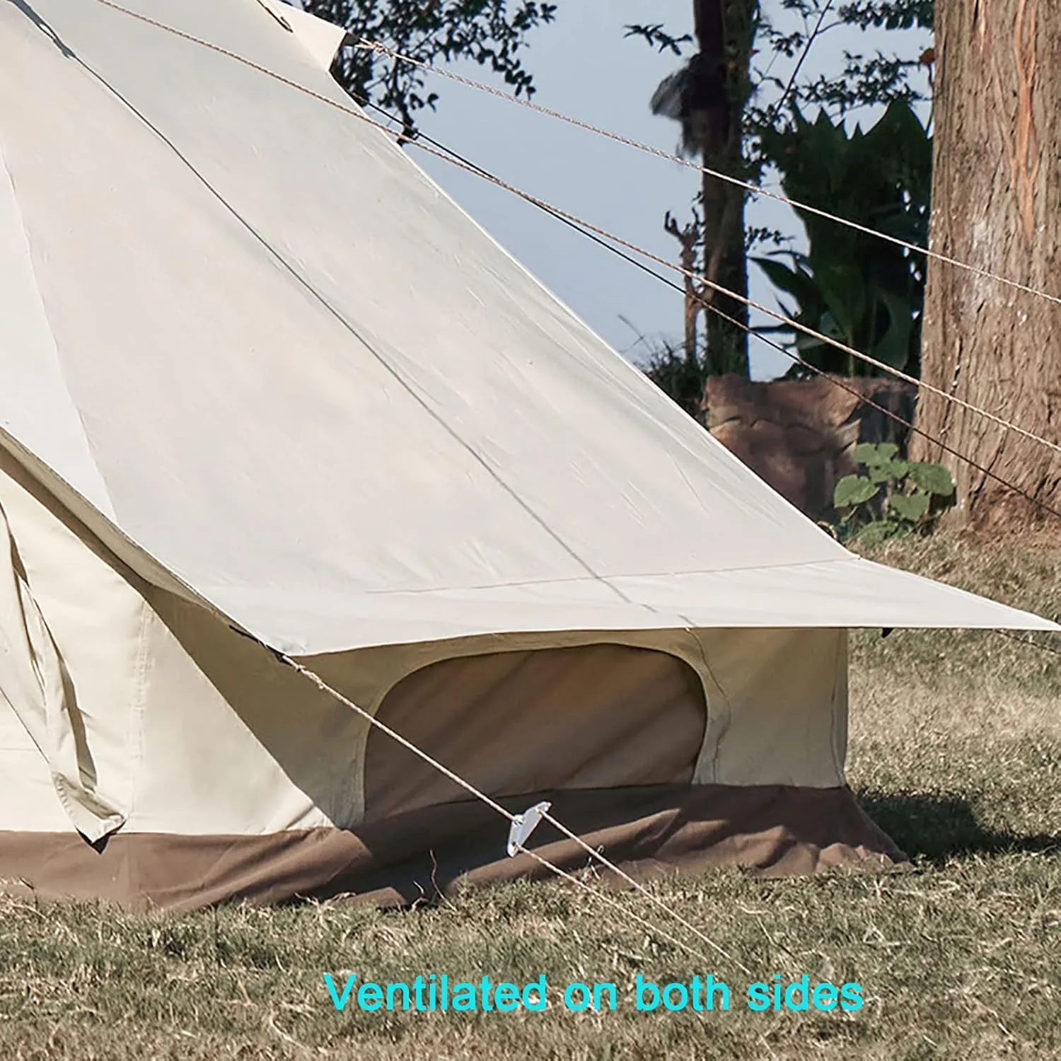 Outdoor Cotton Canvas Tent, Luxury Yurt Tents, Waterproof Large Tents with Sturdy Center & Door Pole and Space for 5~6 Person All 4 Season Camping Yurt Style Tent