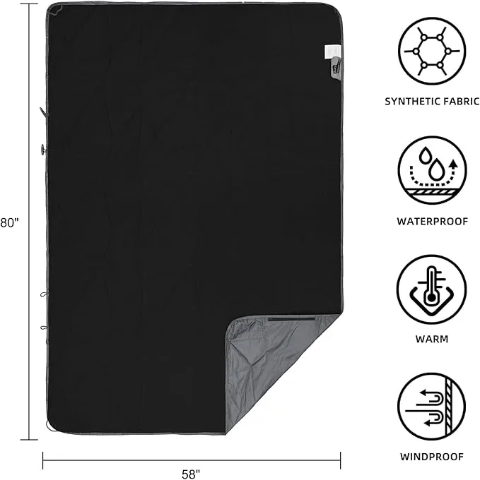 Outdoor Waterproof Blanket, Foldable Fleece Stadium Blanket for Outdoor Sports Event,Camping,Concerts, Car,Pet,Picnics -Windproof, Wearable,Machine Washable 80"x58"