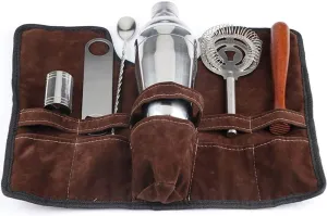 OYSTERBOY 6pcs Portable Cocktail Tool bar Set Bartender Kit Roll Bag 19oz Shaker