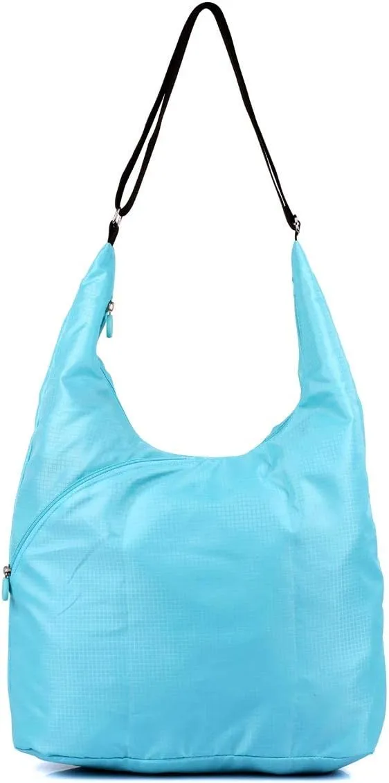Pack n Fold Foldable Travel Hobo Crossbody Bag (Blue)