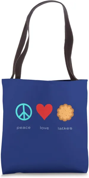 Peace, Love, Latkes for Hanukkah Chanukah Tote Bag