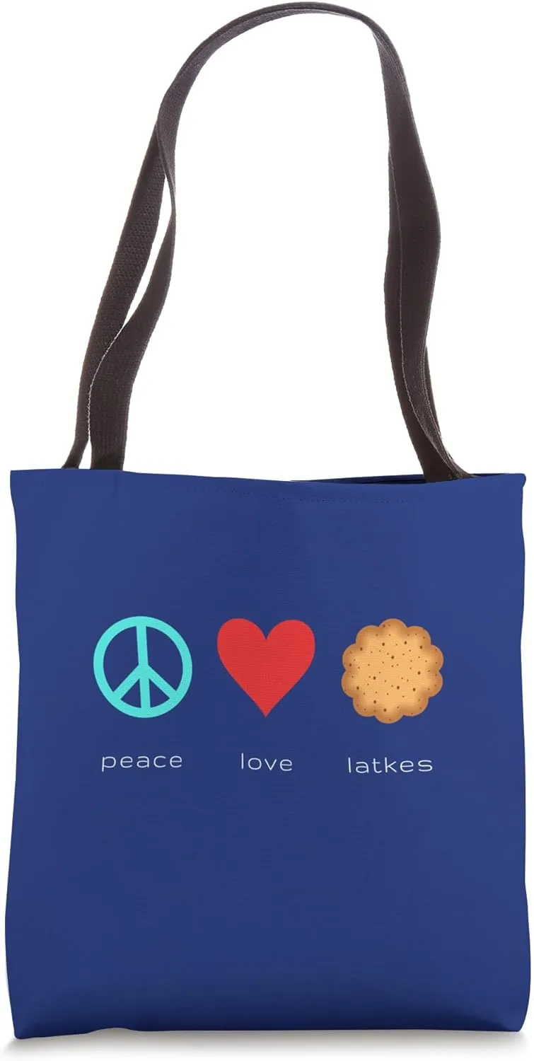 Peace, Love, Latkes for Hanukkah Chanukah Tote Bag