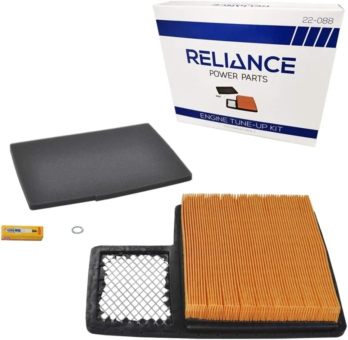 Performance Plus Carts Golf Cart Tune Up Kit Compatible with Yamaha Drive2 4-Cycle Gas Golf Carts | Engine Maintenance Kit | Includes Air Filter, Foam Pre-Filter, Spark Plug, Crush Washer