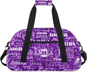 Personalized Dance Ballet Bag, Deep Sequins Bling with Sunflower Floral Custom Dancing Gym Bag with Name Overnight Large Duffel Bag for Train Gymnastics Sports Bag